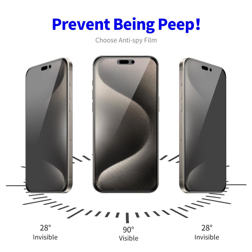 ENKAY HAT PRINCE For iPhone 15 Pro Privacy Screen Protector High Aluminium-silicon Glass Silk Printing Film