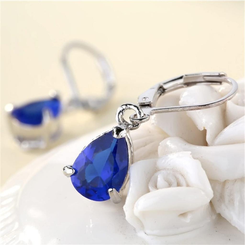 Damenohrring Geschenk Neuer Schmuck Kristall Wassertropfen Creolen Hängende Ohrringe Geschenk für Feiertag Geburtstag Party Weihnachten Xmas (Blau Einheitsgröße)