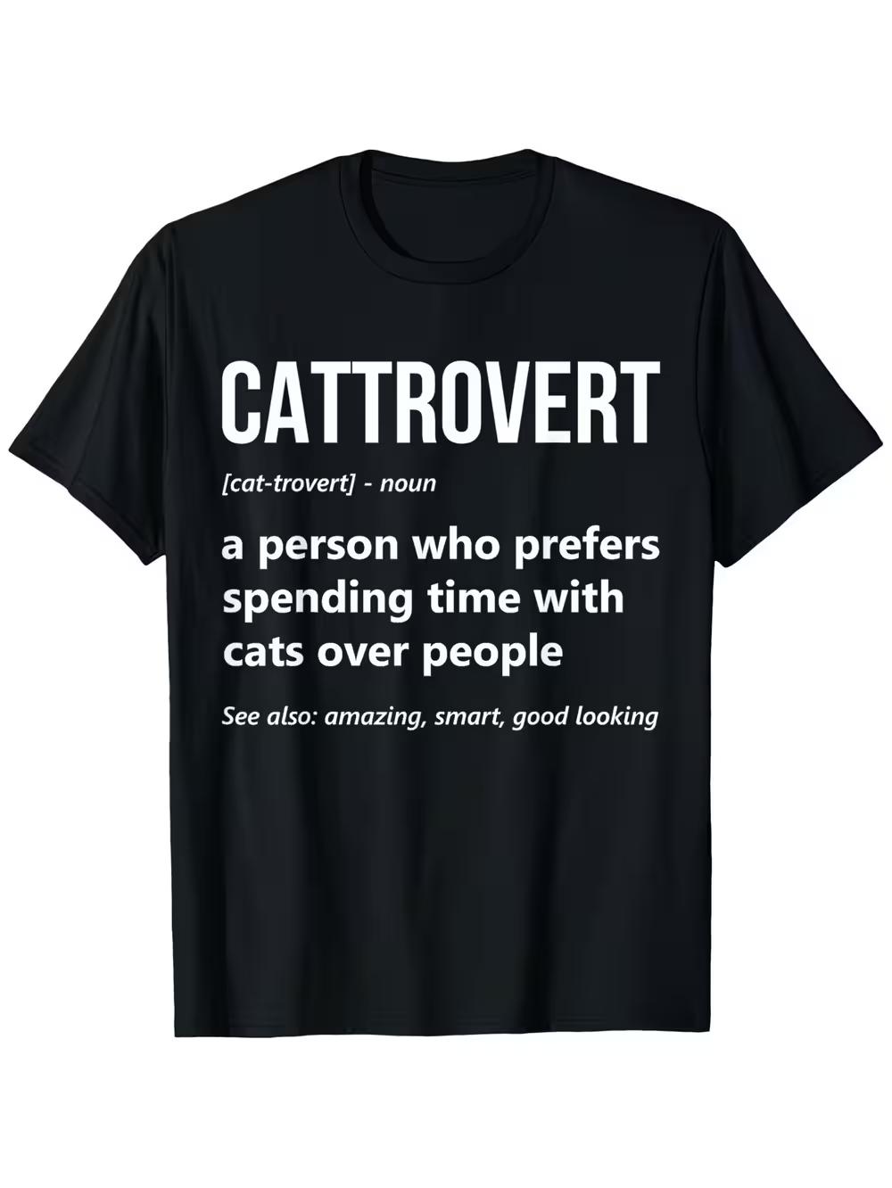 Cat Lover Funny Cattrovert Definition Kitty Kitten Cat Mom T-Shirt S