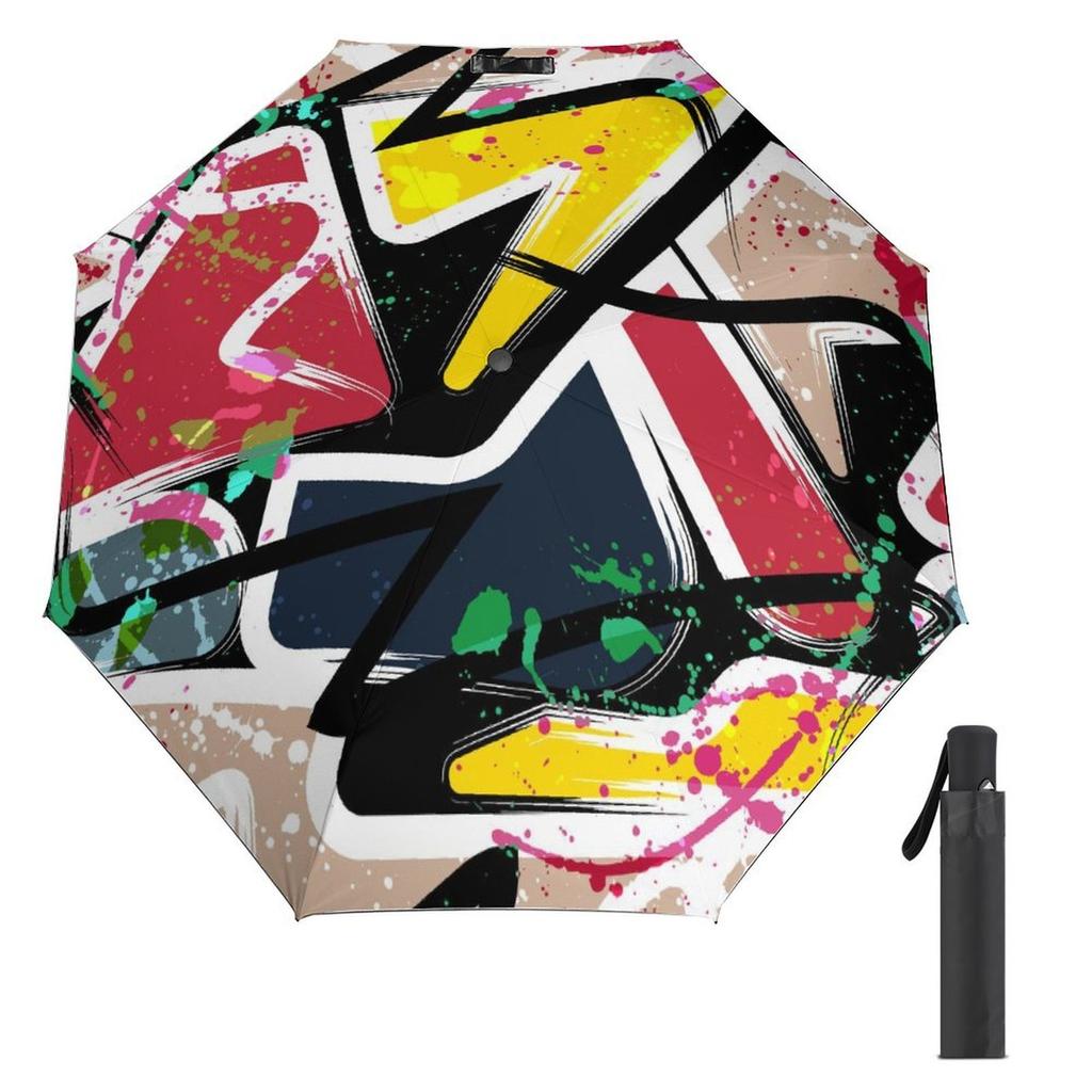 1 Pack Automatic Umbrella Offering Windproof Support And Uv Protection With Portable Design And Graffiti Inspired Aesthetic