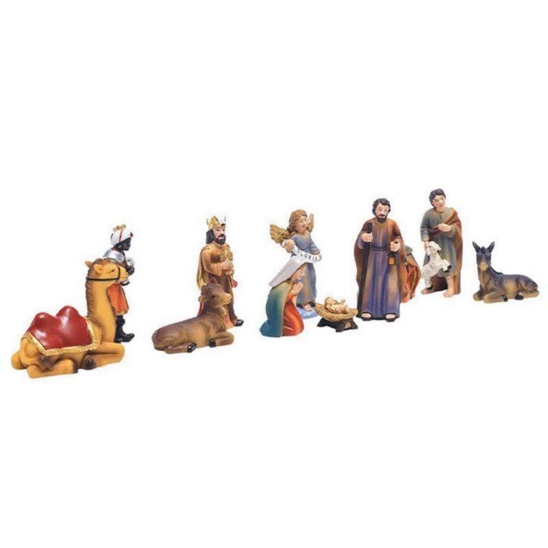 11pcs/set Nativity Scene Set Christmas Ornament Baby Jesus Statue Christmas Decoration Indoor Nativity Crib Manger Figurines