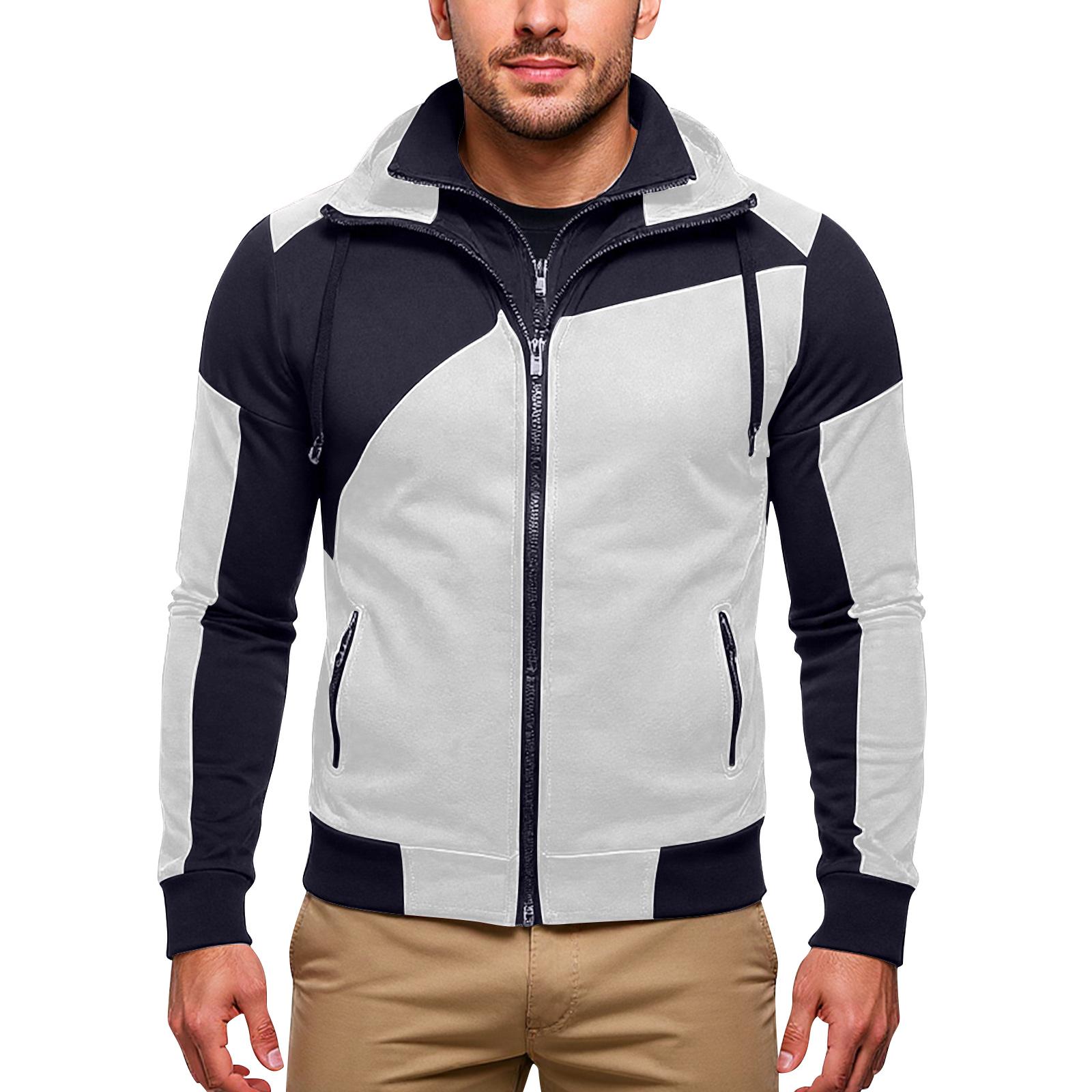 

Мужская куртка с вставками, кардиган с капюшоном на молнии в два слоя XXL