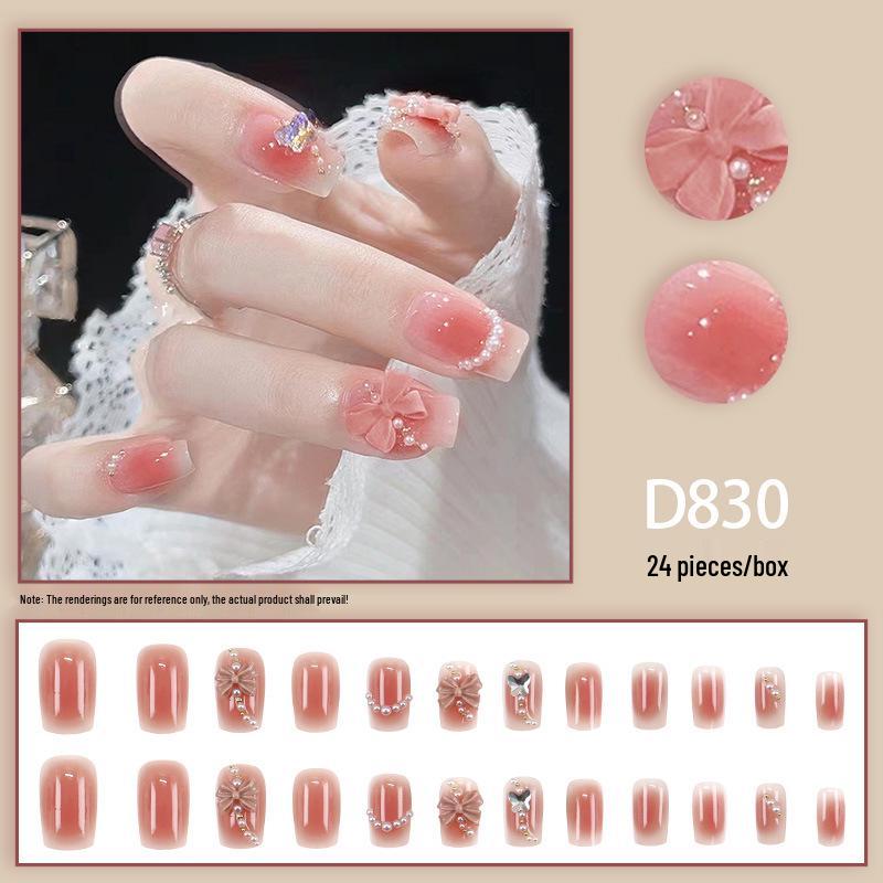 Elegant Pearl Bow Fairy Blush Nail Art Stickers