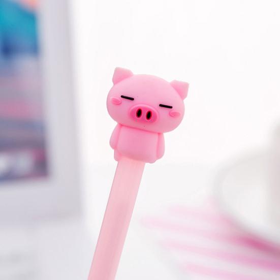 4Pcs Lovely Cartoon Pig 0.38mm Gel Ink Pen Student Gift Office School Stationery