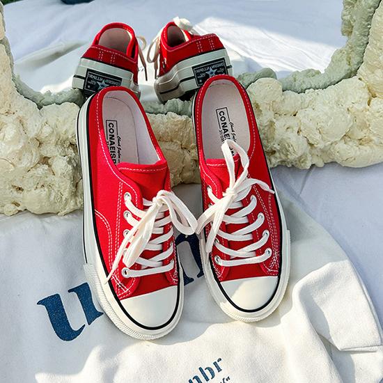 Demi-pantoufles, chaussures en toile, petites chaussures polyvalentes en tableau blanc pour étudiantes, chaussures décontractées coréennes d'été, chaussures en toile à la mode