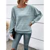 Autumn and Winter New Style Comfortable and Casual Solid Color Long-sleeved Round Neck Splicing Pullover Top T-shirt for Women