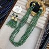 Mittelalterliche, hochwertige, spinatgrüne, smaragdgrüne, leichte, luxuriöse, mehrsträngige Schlüsselbeinkette