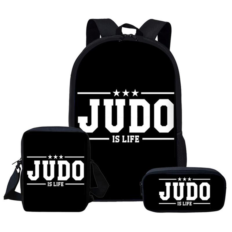 Trendy Popular Funny Judo 3D Print 3pcs/Set pupil School Bags Laptop Daypack Backpack Inclined shoulder bag Pencil Case