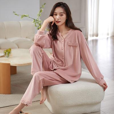 Pajamas Women'S Spring And Autumn Thickened Warm Long-Sleeved Island Fleece Set Autumn And Winter Coral Fleece Loungewear