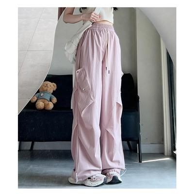 Fallschirmjäger-Arbeitshose für Damen im Sommer Neue High-Waist Retro Straight-Leg Sporthose Outdoor Schnelltrocknend Weitbeinige Hose
