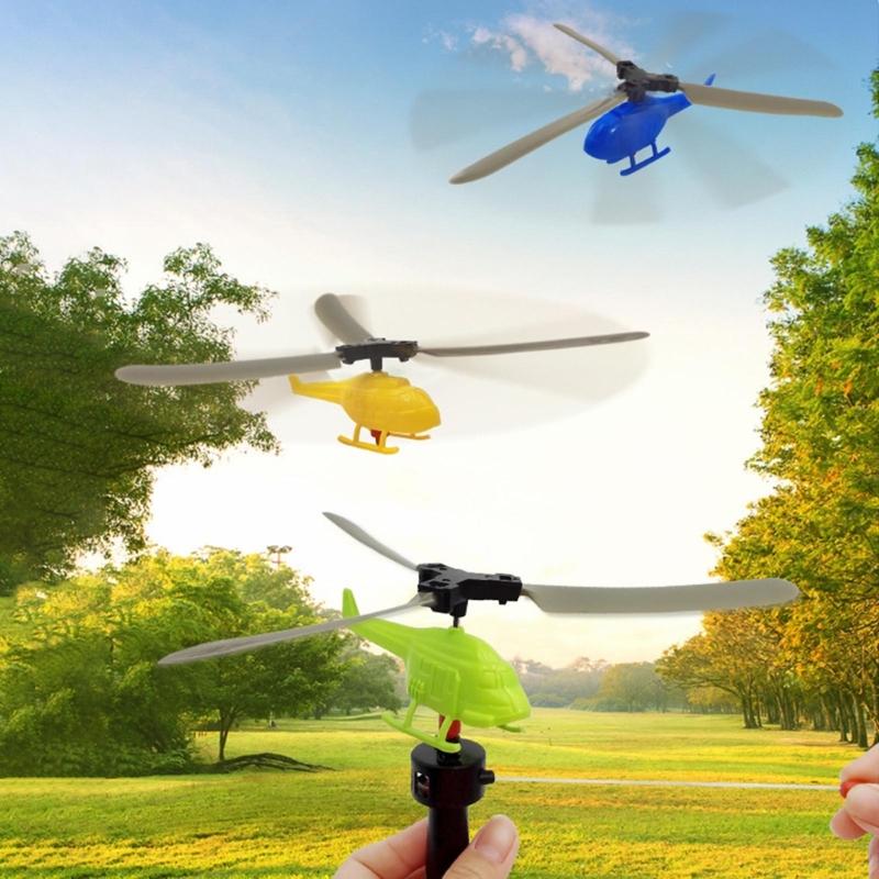 6pcs/set Pull String Helicopter Toy Random Color Recommended for Children 3 and Up Wonderful for Outdoor Fun Gatherings