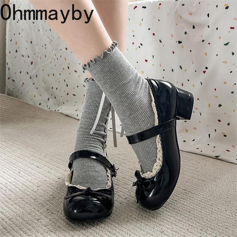 Designer JK Women Mary Jane Shoes Ladies Causal Shallow Butterfly-knot Shoes Spring Autumn Female Leather Dress Pumps Shoes