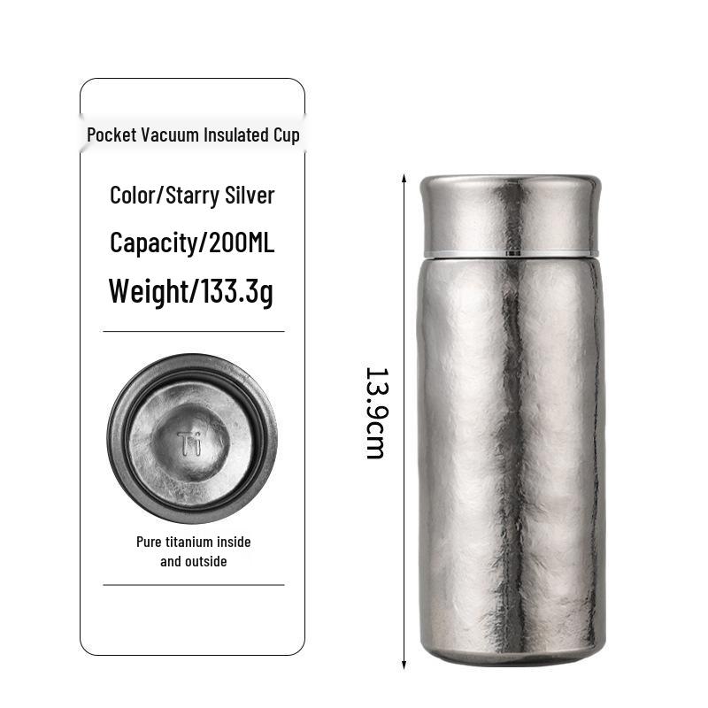 Premium Pure Titanium Insulated Cup with Tea Infuser - Double-Layer Vacuum Design, Portable and Stylish for Business Use.