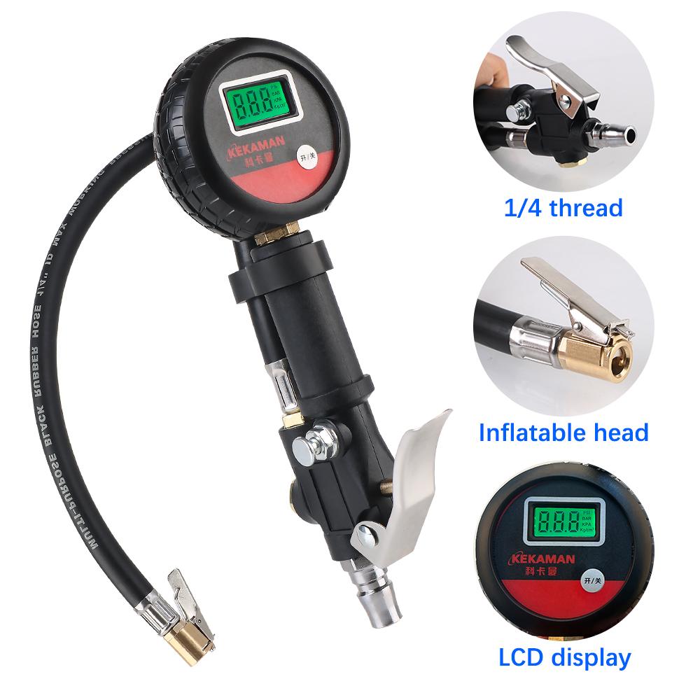 

РК-цифровий тестер шин для автомобіля, вантажівки, транспортного засобу, мотоцикла, автомобільний насос, манометр, високоточна система моніторингу, тестові аксесуари, манометр для автомобільних шин Black