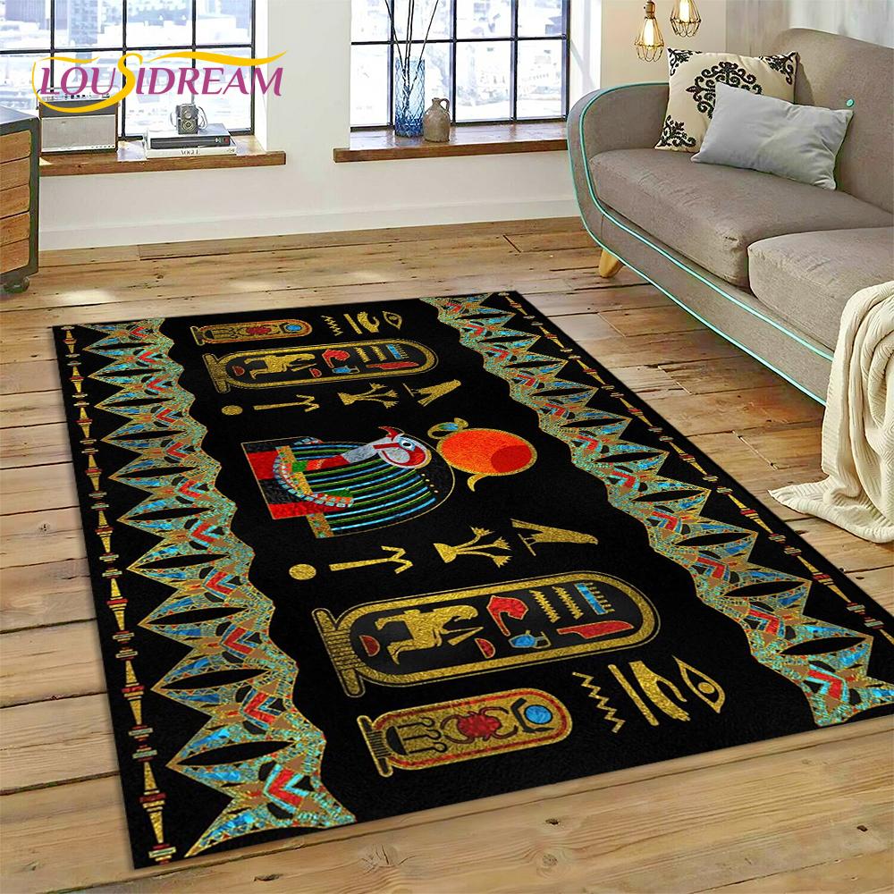 Antike ägyptische ideografische Zeichen-Symbole, mythologischer Teppich, Teppich für Zuhause, Wohnzimmer, Schlafzimmer, Sofa, Fußmatte, Dekoration, rutschfeste Matte