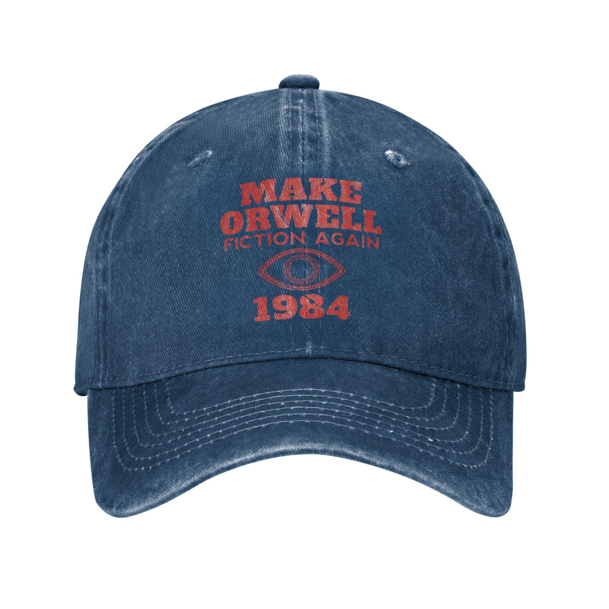 

1984 Make Orwell Fiction Again Baseball Cap Casual Distressed Denim Dystopian World Sun Cap Unisex Outdoor Running Gift Hats Cap