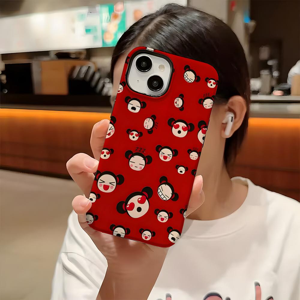 

Fashion Cute Cartoon Pucca Phone Case For Iphone 16 Pro Max 15 13 14 12 11 14 Pro Max 15 Pro Max Two-in-one Cover iPhone12-12Pro