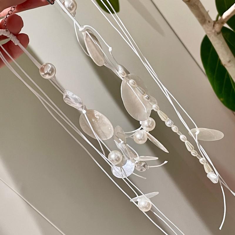Elegant Bridal White Shell Pearl Necklace Wedding Dress Accessory