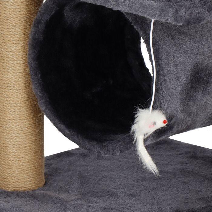 Arbre À Chat - SPRINGOS - 92 Cm - 2 Plateformes - 2 Souris Suspendues - Niche Confortable