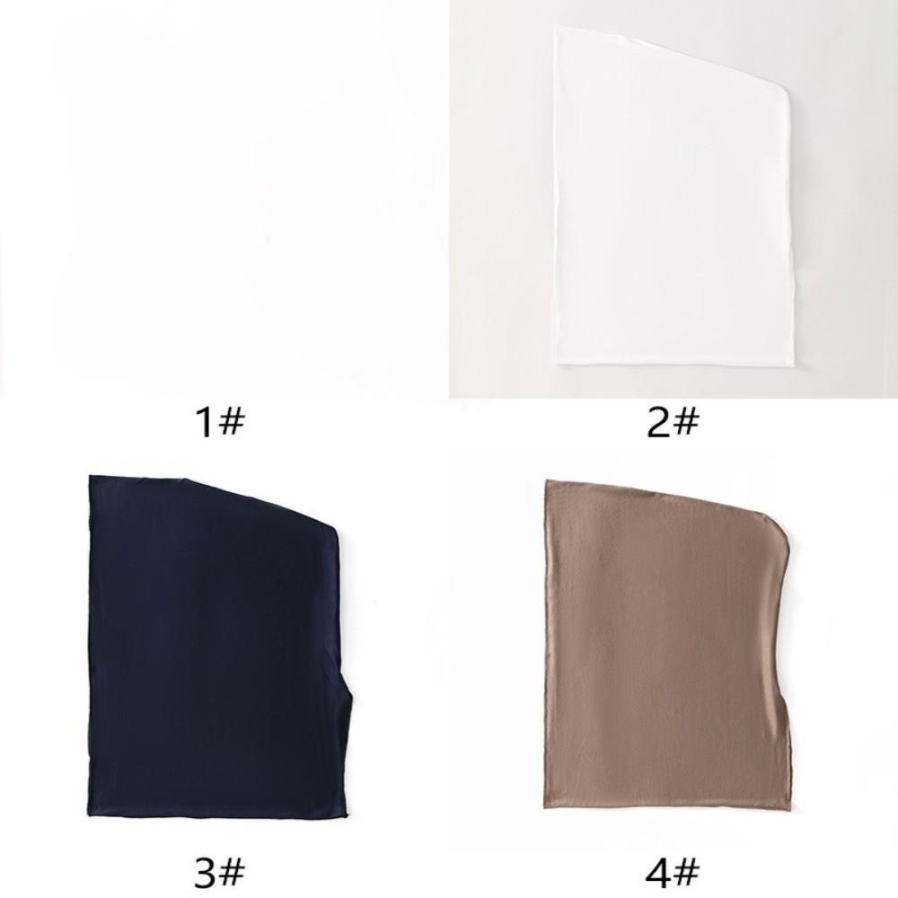 New Elastic Instant Hijab Hat Long Tail Satin Cotton Muslim Underscarf Pleated Solid Color Square Headscarf Muslim Women