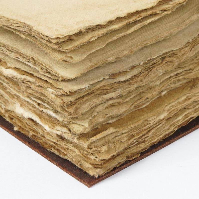 Wygląd vintage Skórzany dziennik Ręcznie robiona książka Dziennik ze 100% papieru z recyklingu, Dla, Notatnik, Szkicownik, Dziennik, pisanie