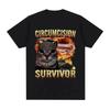 Beschneidungs-Überlebender Lustiges Katzen-Meme T-Shirts Herren Damen Vintage T-Shirt Lässig Baumwolle Kurzarm Sommer T-Shirts Streetwear