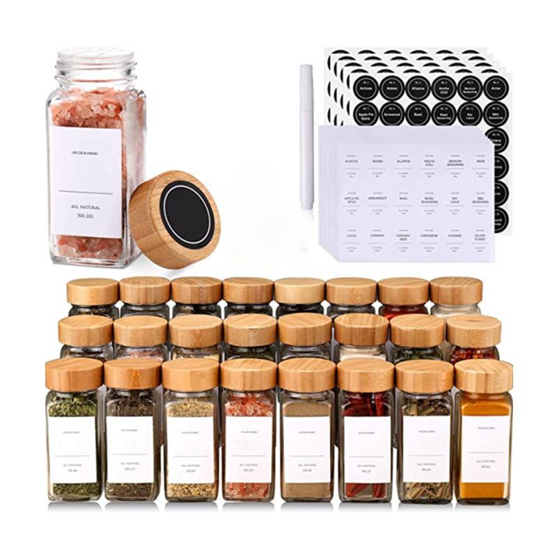 Słoik na przyprawy 4ozl Pojemnik kuchenny Mała kwadratowa butelka Słoik na pieprz i sól z dziurkami Słoik do rozsypywania proszku Słoik na przyprawy do grilla