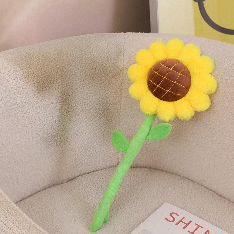 Sunflower Plush Fake Flowers: Small Red Bouquet for Bay Window Decoration & Curtain Buckle
