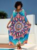 European & American Cotton Print Beach Cover-Up Long Dress - Plus Size Swimsuit Sunscreen Robe