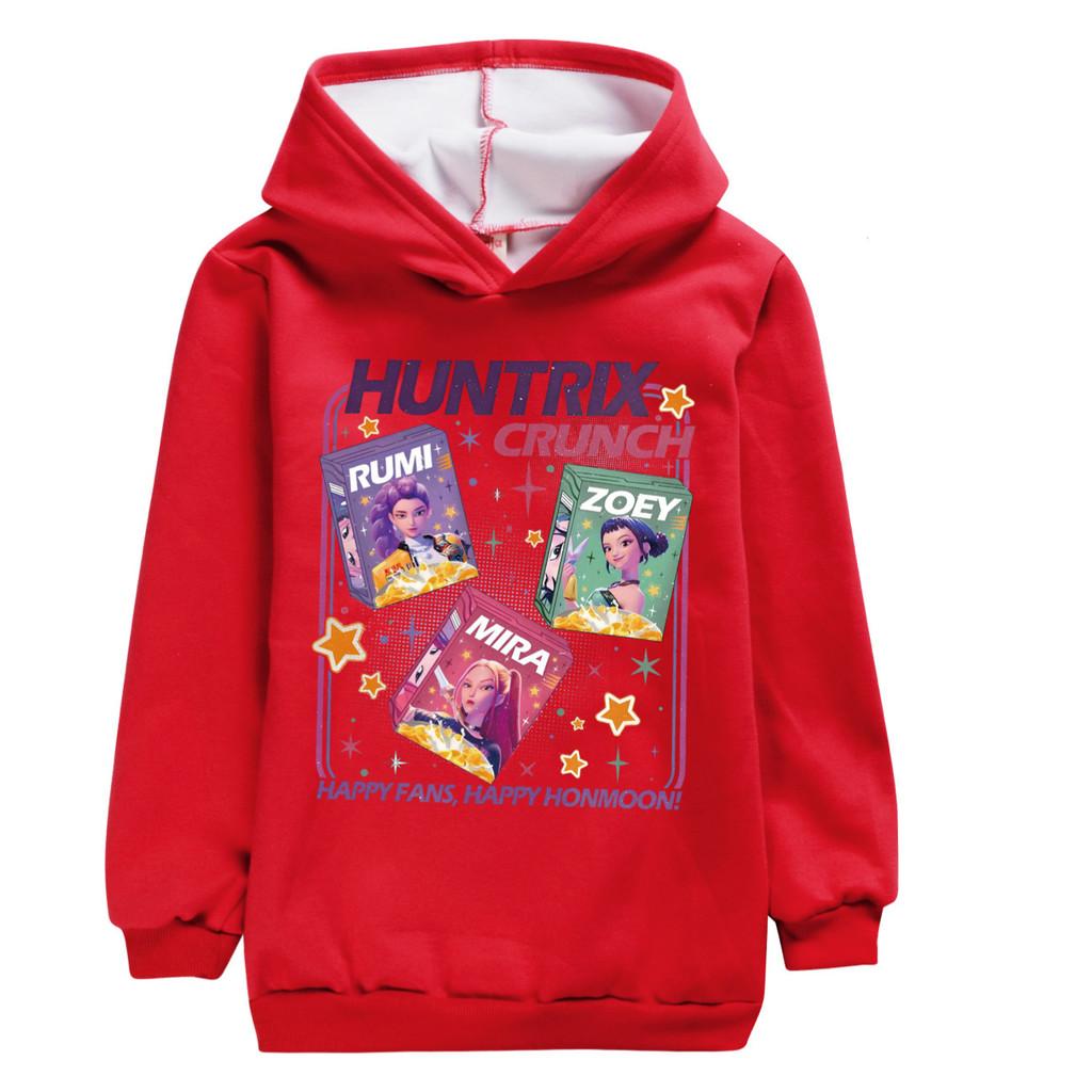 4970 Children Girls Kpop Rumi Zoey Mira Print Princess Long Sleeves Velvet Warm Winter Hoodie