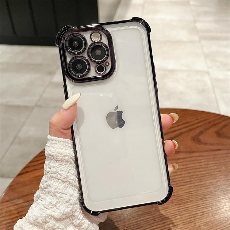 For Apple 16PRO Transparent Four Corner Anti Drop Electroplated Phone Case for IPhone 12/14 All Inclusive Precision Hole Protective Cover