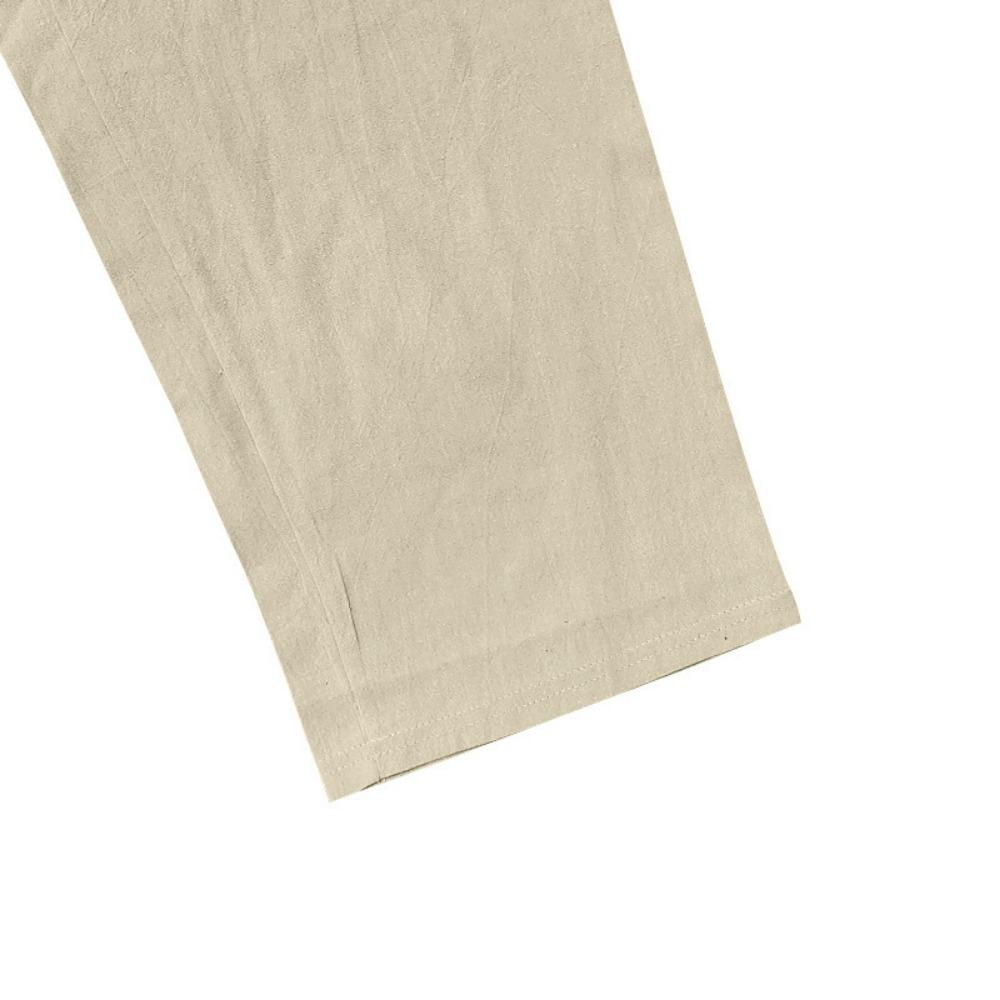 New Spring and Summer Men's Suit Linen Casual Loose Breathable Long Sleeves Shirt Trousers 2 Set of Beach Vacation Essential