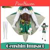 Authentisches Genshin Impact Venti Cosplay Kostüm für Damen mit Hut und Strumpfhose