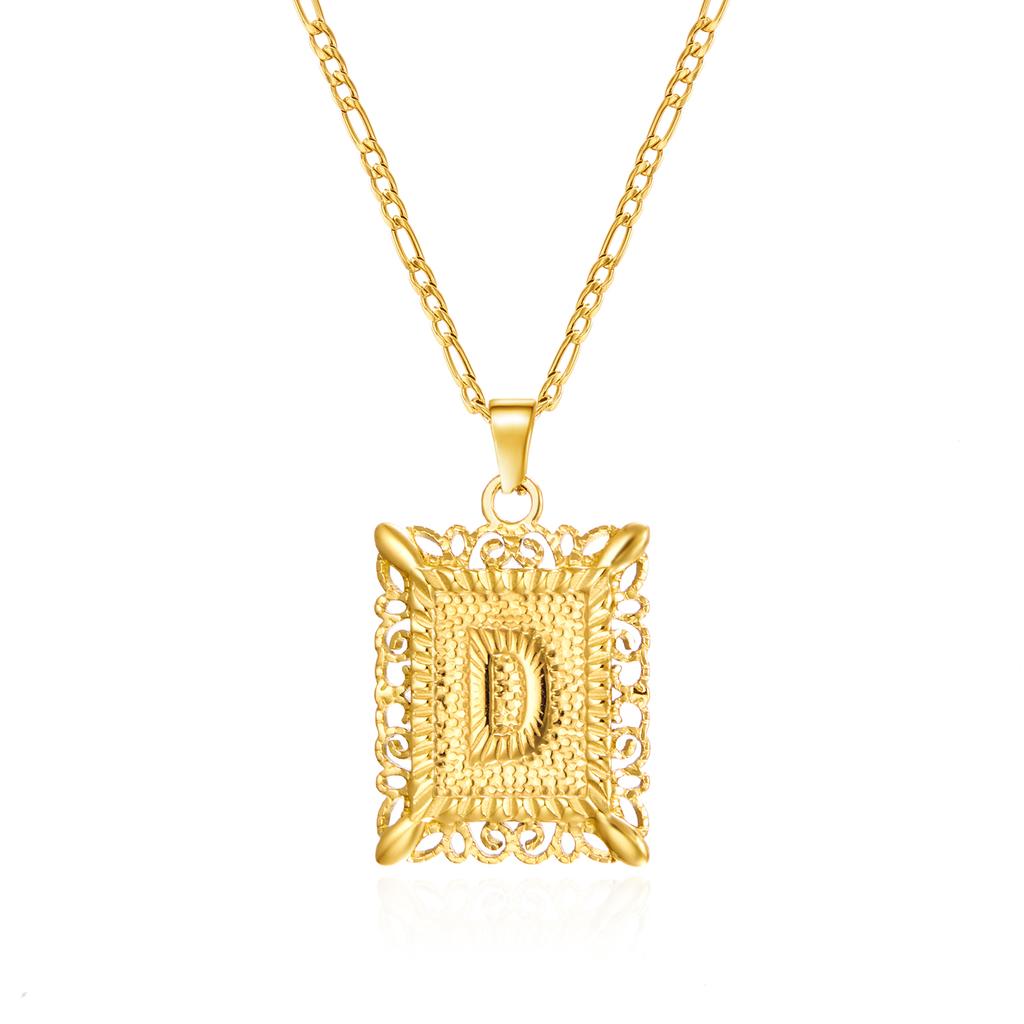 Stainless Steel Initial Letter Necklace For Women Men 2025 New Stylish Square Pendant Necklace Birthday Party Jewelry Gifts