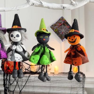 Halloween Hanging Decoration Pumpkin Ghost Witch Black Cat Plush Dolls Tree Ornaments for Indoor Outdoor Home Yard Porch Tree Decor