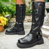 Chunky Platform Boots for Women 2025 Autumn Winter Knee High Boots Woman Fashion Belt Buckle PU Leather Long Botas Mujer Size36
