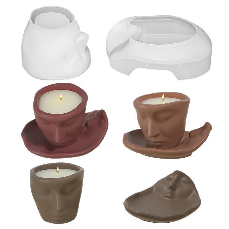 Abstract Face Storage Flowerpot Mold Humanface Mold DIY Epoxy Resin Cement Gypsum Candle Container Cup Silicone Mould Gardening Decorative Crafts