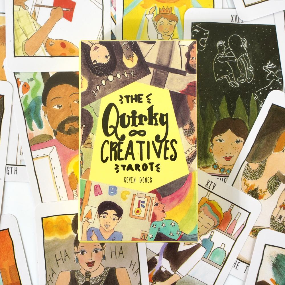 The Quirky Creatives Tarot 78 Tarot Card Průvodce PDF Papírová krabička The Wandering Moon Věštění Začátečník Luxe Černá Bílá Oracle