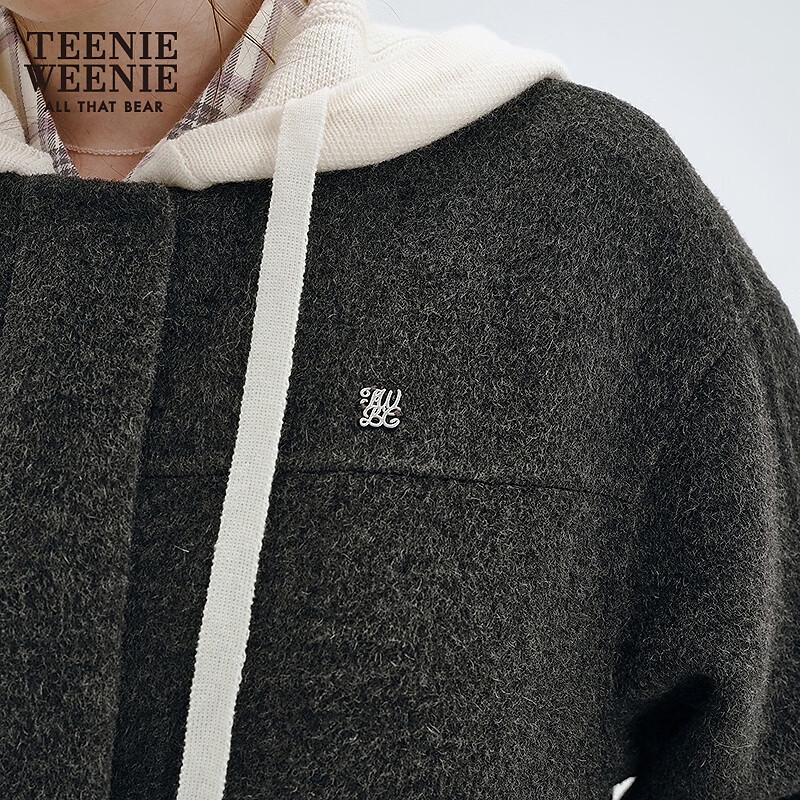 Teenie Weenie Women's Little Bear Letter Wool Blend Coat