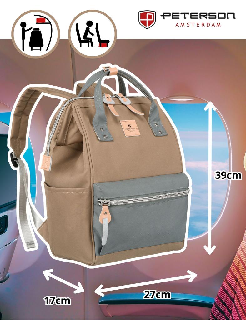 PTN BETA-6072 Khaki+Gray Fabric Backpack