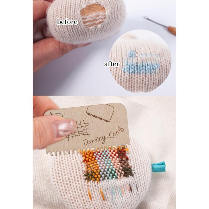 2Pcs Wood Darning Mushroom Sewing Repair Tools Portable Sewing Aid For Clothing Holes Quick Fix and Knitting Project