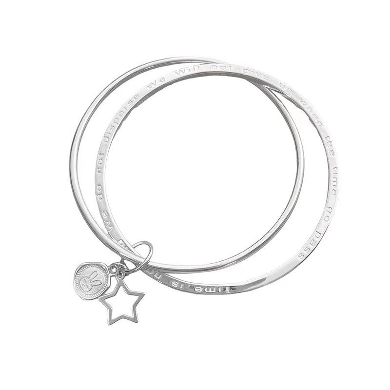 Hase Stern Kleeblatt Silberbeschichtetes Kupfer Armreif: Perfektes Geschenkarmband zum Geburtstag der Freundin
