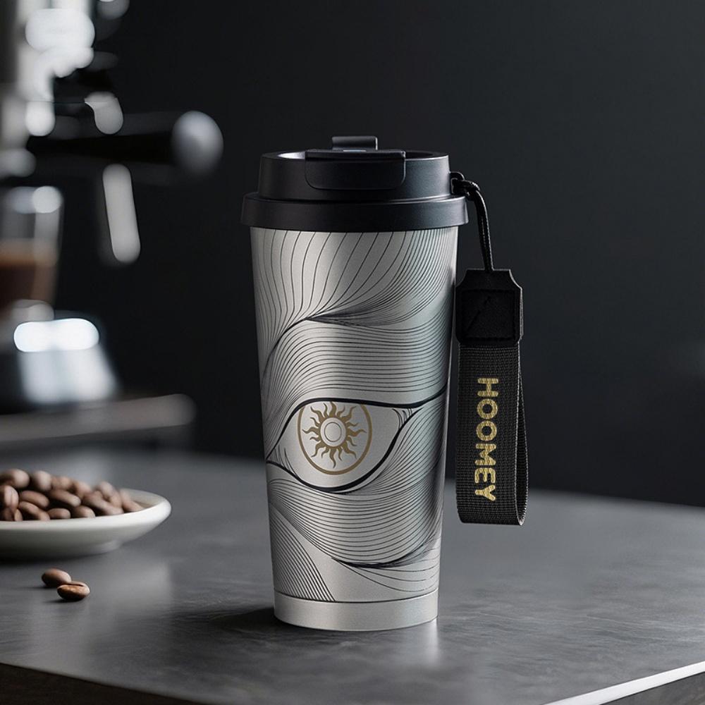 Insulated Coffee Mug with Ceramic Coating Travel Mug with Leak-proof Straw Lid Vacuum Double-wall Tumbler Thermal Cup Keep Cold