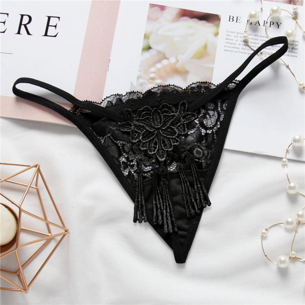 Cute Lace Girl Panties Hollow Water-soluble Embroidered Pure Desire Thong Low Waist Sexy Thin Belt High Value T-pants