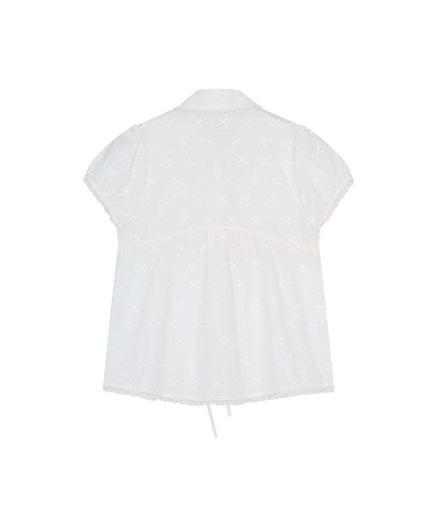 Kasiko Puff Sleeve Lace Shirt White