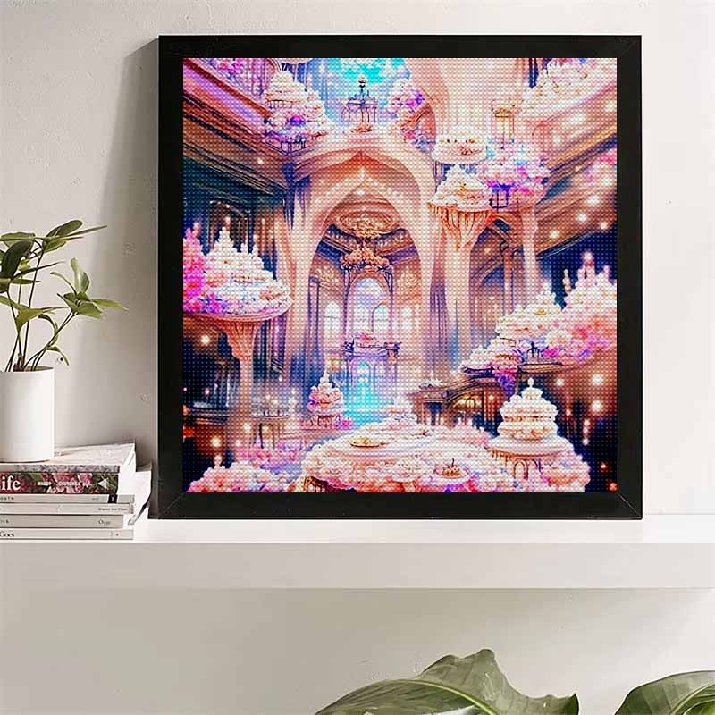 Neuankömmling 5D DIY Vollkreis Diamantmalerei "Pinker Palast" Stickerei Kreuzstich Heimdekor Geschenk