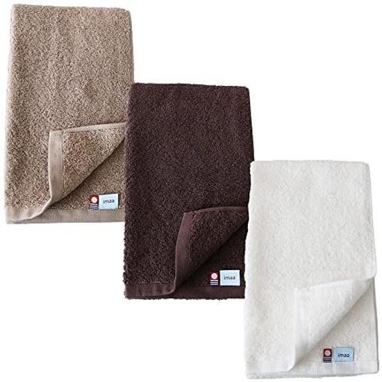 Imaa Imabari Towel Certified Slim Bath 3-Piece Set Thin Quick-Drying Made Japan 100 Cotton Light Brown x White