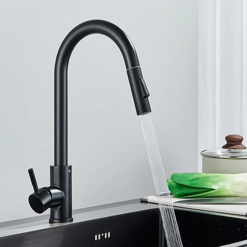 Kitchen Faucet Stainless Steel Brushed Faucet Kitchen Sink Faucet Pull-out Kitchen Water Faucet Single Hole Faucet