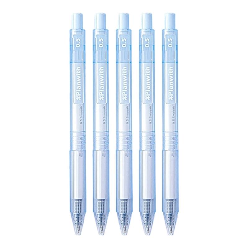 5 Stück Einziehbarer Gelstift 0,5 MM Schwarze Tinte Schnelltrocknend Ergonomischer Griff Gelstift Büro Schreibwerkzeug für Tägliche Notizen