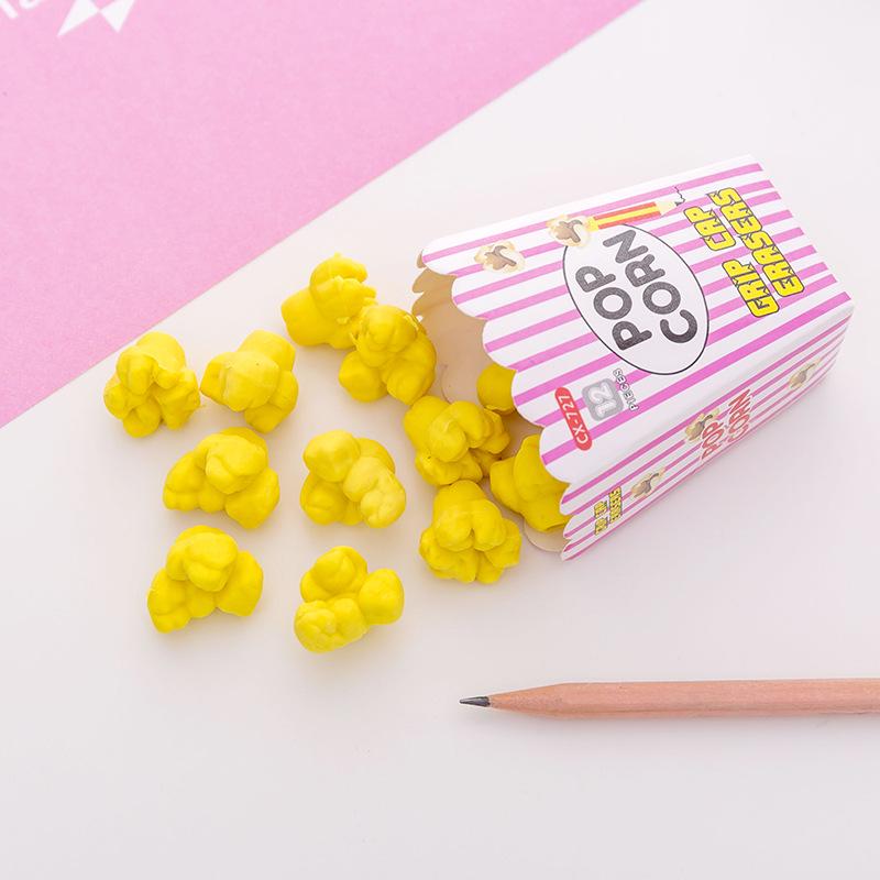 Cartoon Popcorn-Shaped Eraser for Primary Students - Cute Learning Stationery Gift